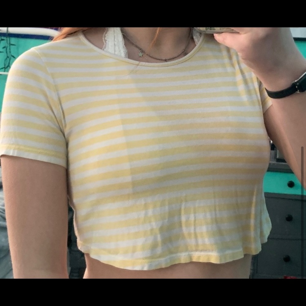 Striped Yellow Cropped shirt